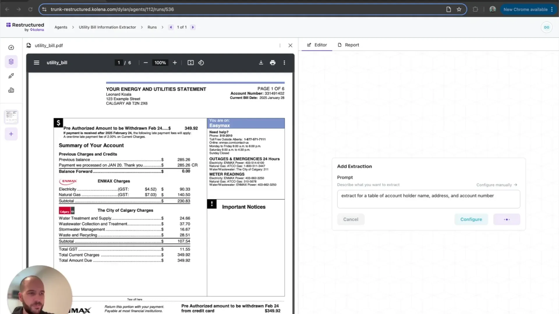 Defining information to extract