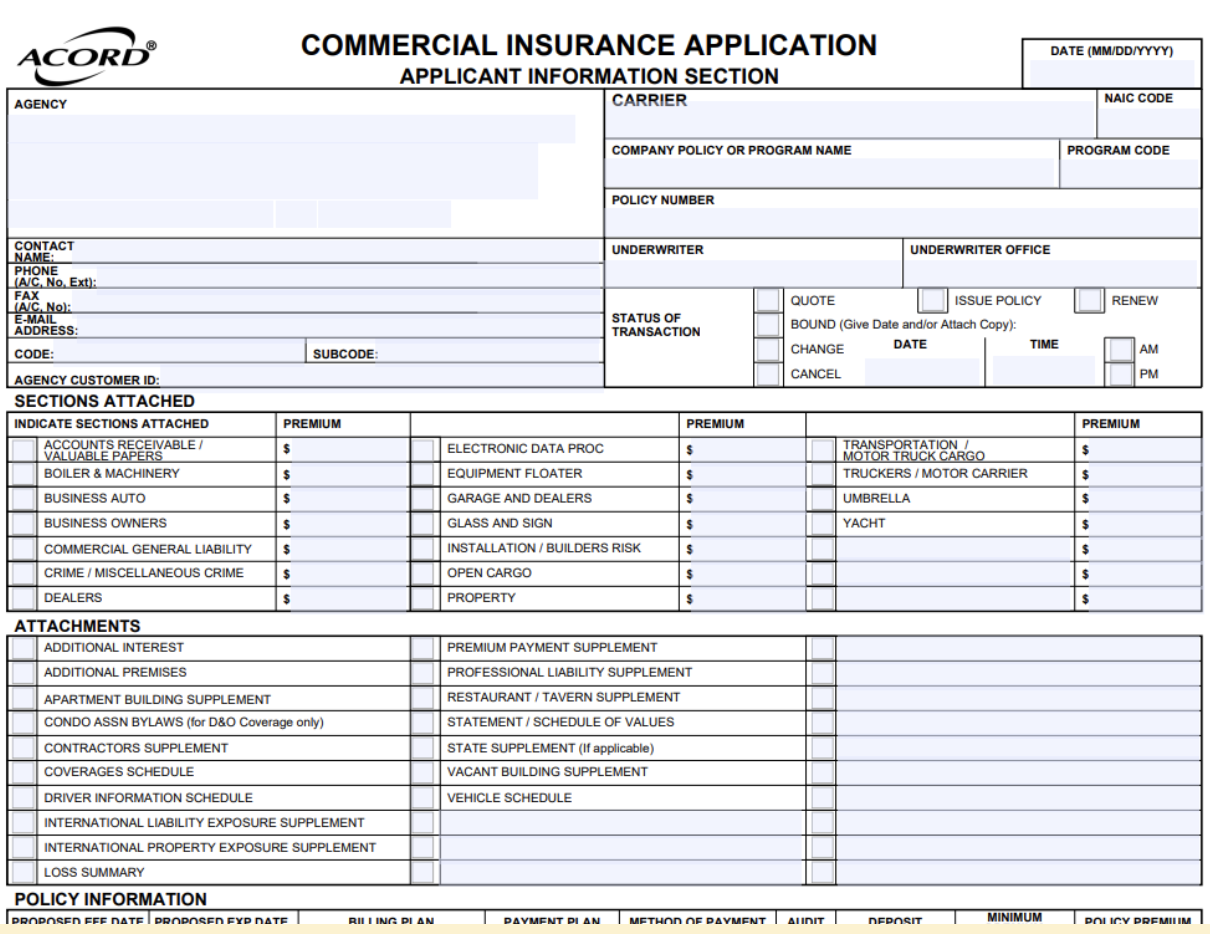 ACORD 125 Form