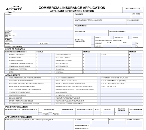 ACORD 125 Form