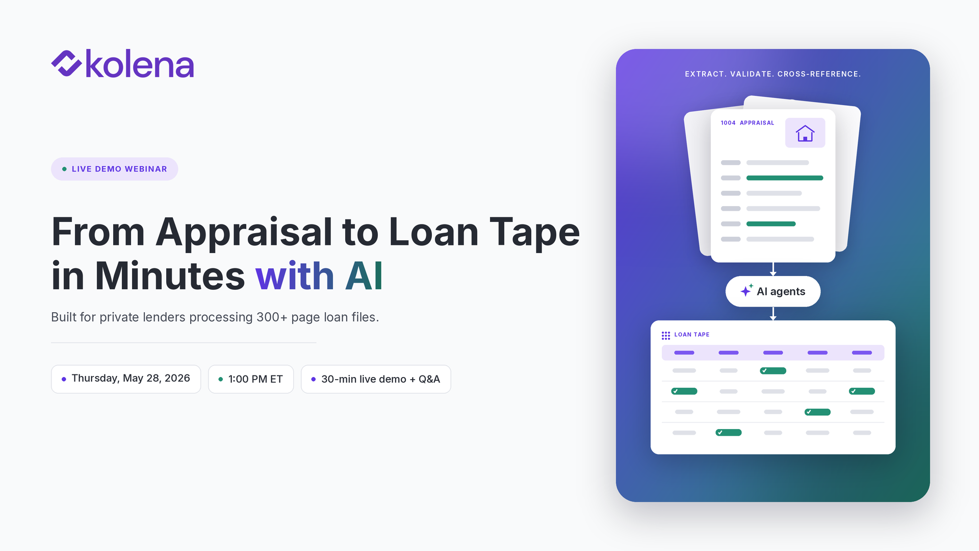 From Appraisal to Loan Tape in Minutes with AI